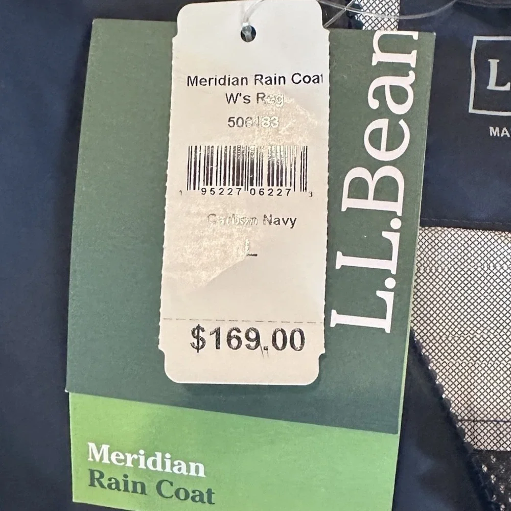 LL Bean Women's Meridan Rain Coat, Carbon Navy, Large, New - Picture 8 of 9